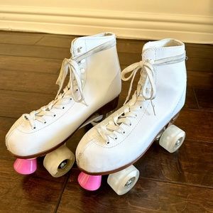 Pink and White Roller Skates